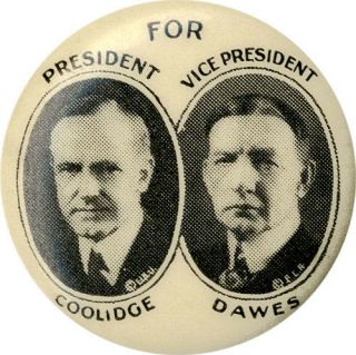 1924 Calvin Coolidge Charles Dawes Jugate Campaign Pinback (2045)