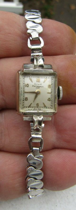 Vintage Girard Perregaux 1791 Ladies 14k White Gold Watch Running &