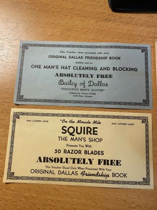 RARE Jack Ruby listed in coupon book/set of THE FRIENDSHIP BOOK,  Dallas,  TX 3