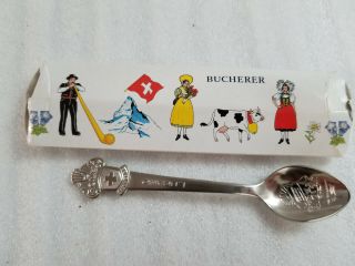 Vintage Rolex Bucherer Of Switzerland Lugano Cb Souvenir Spoon W/box
