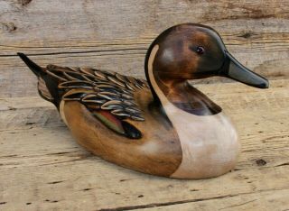 Vintage Ducks Unlimited Tom Taber Hand Carved Mallard Duck Decoy 1997 - 8