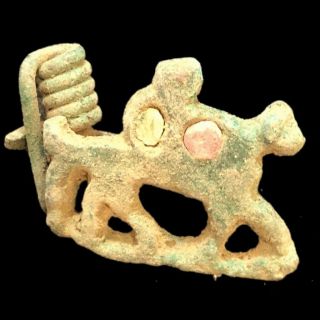 Ancient Roman Bronze Coloured Horse Enamelled Fibula Brooch - 200 - 400 Ad (10)
