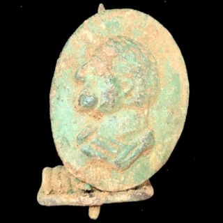 Ancient Roman Bronze Fibula Brooch Of A Bust - 200 - 400 Ad (6)