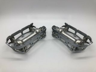 Vintage Campagnolo Nuovo Record Chromed Silver Pedal Set