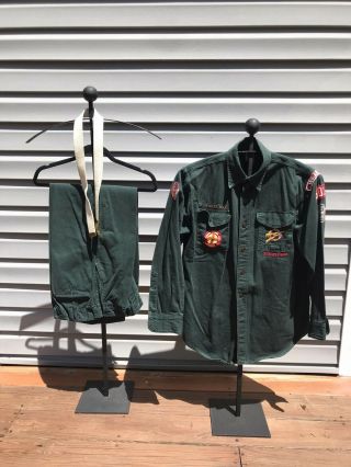 Vintage BSA Boy Scout Explorers Uniform Sanforized Shirt Patches Pants & Belt 2
