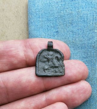 Early Middle Ages Bronze Small Icon With St George Victor - Religious Artifact