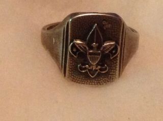 Antique Sterling Silver Boy Scout Ring " Be Prepared " Size 9 Vintage