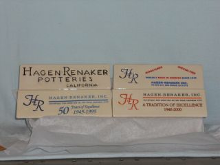 Htf 4 Vintage Hagen Renaker Pottery Dealer Signs 1995 2000 & 2 Older