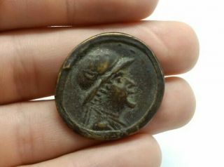 Rare Antique Roman Bronze Signet Seal Stamp Intaglio Engraved Ring Size 8us