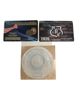 Rare Nassau County Pba Card Ncpd And Windshield Sticker For Nassau Dai