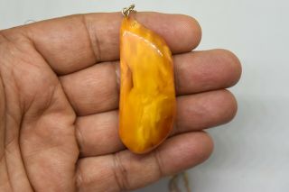 Vintage Untreated Baltic Butterscotch Amber Pendant and 14K Solid Gold Chain 3