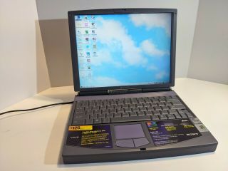 Vintage Windows 98 Sony Vaio Pcg - 748 Laptop Pentium Mmx 266mhz 32mb Ram Floppy