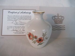 Vintage Royal Copenhagen Denmark Miniature Porcelain Vase W/coa