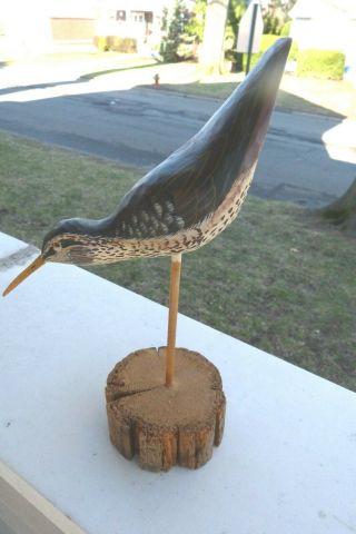Vtg Hand Carved & Painted Wood Long Beak Bird Signed Bob Kasse 1991 3