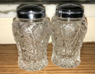Vintage Lenox Imperial Glass Clear Daisy Salt And Pepper Shakers