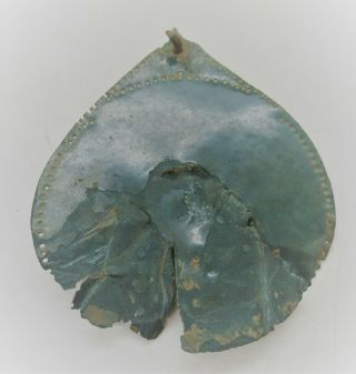 As Found Ancient Roman Bronze Mirror With Blue Patina 200 - 300ad Detector