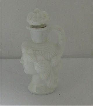 Vintage Avon White Milk Glass Grecian Pitcher Goddess Head Cruet 5oz Bottle Lid