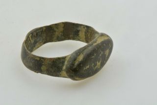 Greco - Roman intaglio / engravings bronze ring 200 BC - 200 AD Sz 7 3/4 3