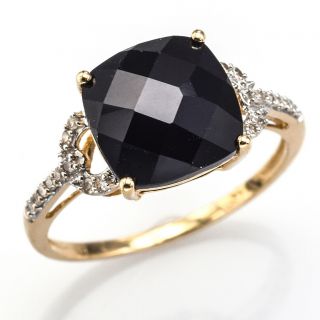 Vintage 14k Yellow Gold 4.  14 Ct Onyx & Diamond Faceted Band Ring 2.  7grams Size 8