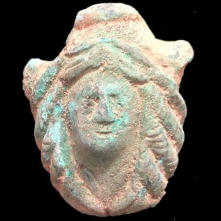 Rare Roman Period Bronze AppliquÉ With Roman Bust - 200 - 400 Ad (15)