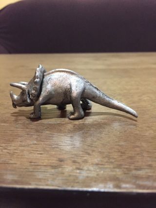 Vintage Miniature Pewter Triceratops Dinosaur Figurine