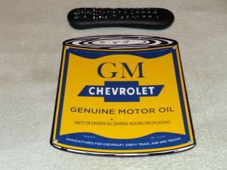 Vintage " Chevrolet Gm Motor Oil Can " 11 " Porcelain Metal Car Truck Gasoline Sign