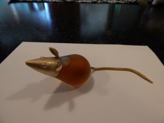 Vintage Avon Tiny Mouse With Gold Chain Tail.  25 Ounce Full " Elusive " Perfume