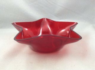 Red Star Bowl 8 " Candy Dish Nut Bowl Christmas Star Home Decor Plastic Bowl