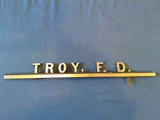 Vintage Cast Metal Fire Truck Emblem,  Troy,  F.  D.  Fire Dept Sign Pa