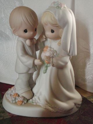 Precious Moments 1994 Figurine Bride And Groom " I Give You My Love Forever True "