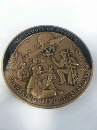 Large Boy Scouts Of America Preparing Future Generations Medallion Paper Weight