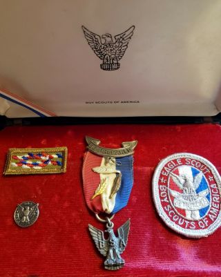 Boy Scout Eagle Scout Medal Stange 3 With 3 Palms Rank Award Kit Pins & Patches