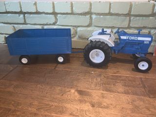 Vintage Ertl 1/12 Scale Ford 8600 Die Cast Tractor & Big Blue Wagon
