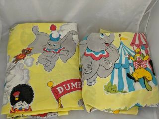Vintage Walt Disney Dumbo Circus Twin Sheet Flat Fitted Set