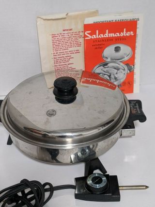 Vintage Saladmaster Oil Core Electric Skillet W/ Vented Vapo Lid 7817