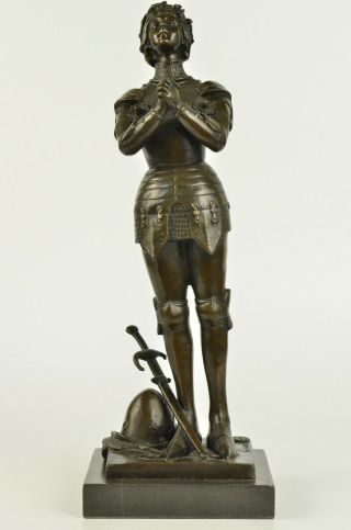 Vintage French Antique - Style Solid Bronze Statue Of Joan Of Arc,  " Mercie "