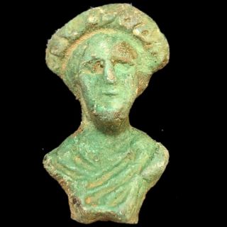 Rare Ancient Roman Bronze Period Statue Bust - 200 - 400 Ad (2)