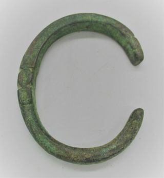 Circa 900 - 1100 Ad Ancient Viking Norse Bronze Bracelet With Serpent Heads