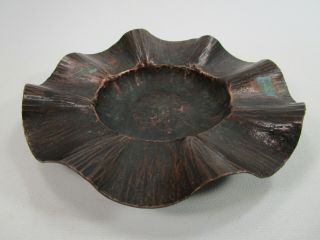 Antique Arts And Crafts Copper Ashtray Tray Dish Vintage Marked
