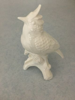 Vintage White Porcelain Ceramic Bird On Branch Figurine 5”
