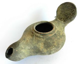 Biblical Oil Lamp Ancient Jerusalem Holy Land Pottery Clay Roman & Ancient Coin
