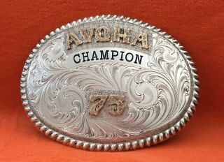 Vintage Sterling Silver 1975 Avqha Champion Wage American Trophy Belt Buckle