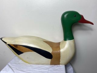 Antique/vintage Primitive Hand Painted & Carved Wooden Duck Decoy Folk Art
