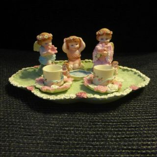 Adorable Miniature Resin Tea Set Pretty Little Angels Miniature Angel Tea Set