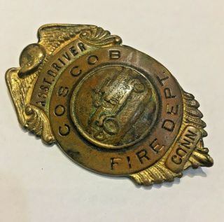 Vintage Cos Cob Connecticut Fire Dept Assistant Driver Badge 1920s?