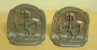 Vintage Unmarked Cast Steel End Of The Trail Bookends