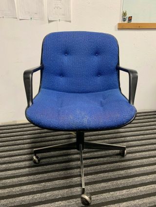 Steelcase " Charles Pollock " Style Office Desk Chair Knoll Vintage - Blue