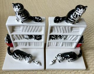 Taste Setter Sigma B Kliban Ceramic Cat Book Ends Made In Japan 8.  5 X 5.  5 X 4.  75