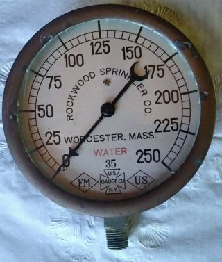 Rockwood Sprinkler Co.  Worcester Ma.  Brass Gauge 1935