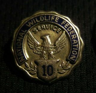 Vintage 10k Gold National Wildlife Federation 10 Yr Employee Service Award Pin